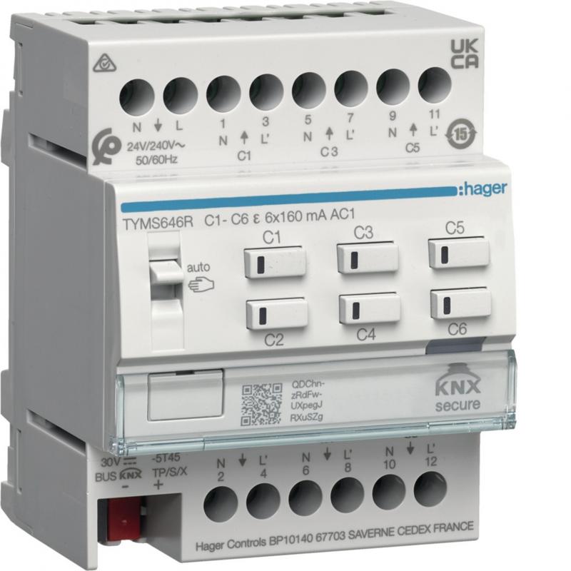 Hager Heiz.-aktor 6f KNX Sec, m.Regl., 24/230V
