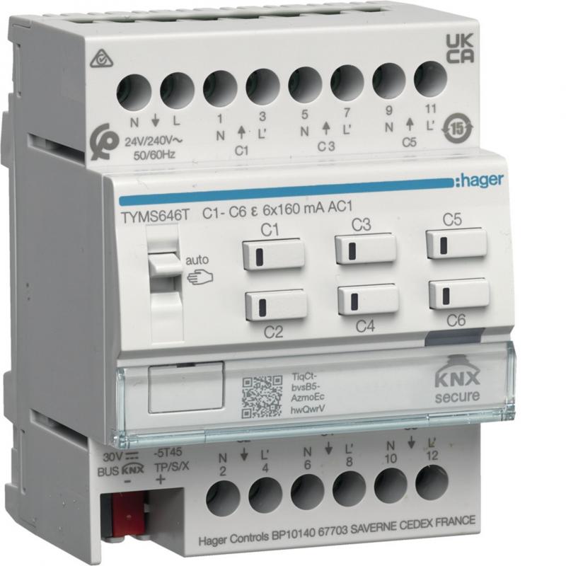 Hager Heiz.-aktor 6f KNX Secure, 24/230V
