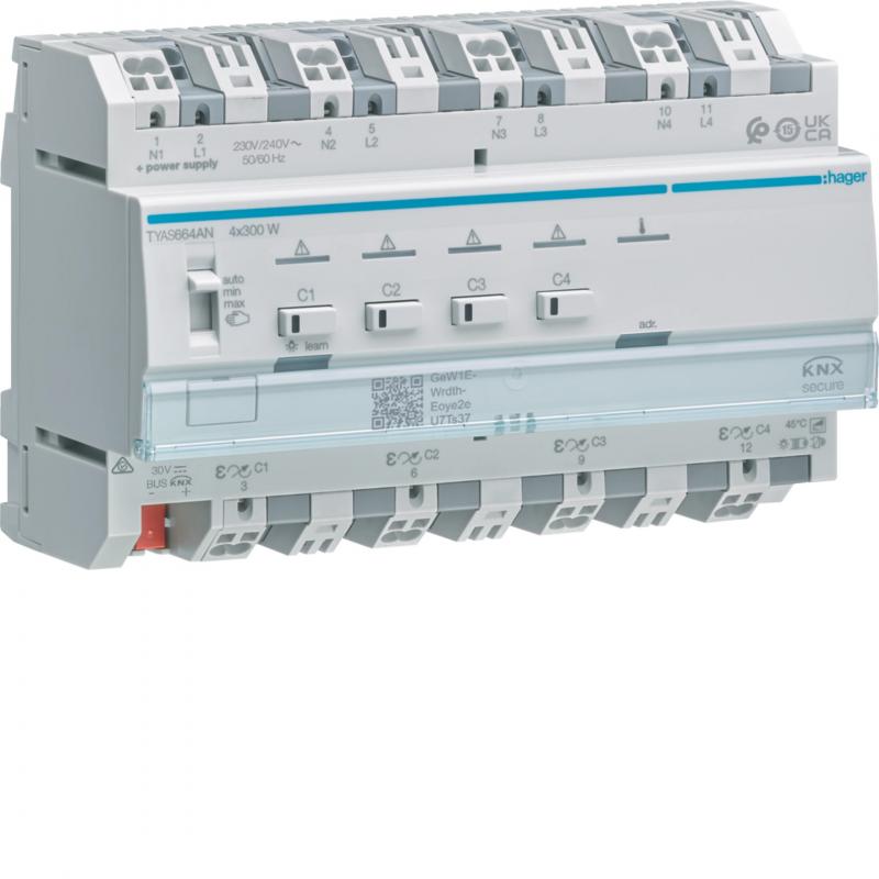 Hager Univ.-Dimmaktor 4f KNX Secure, 4x300W
