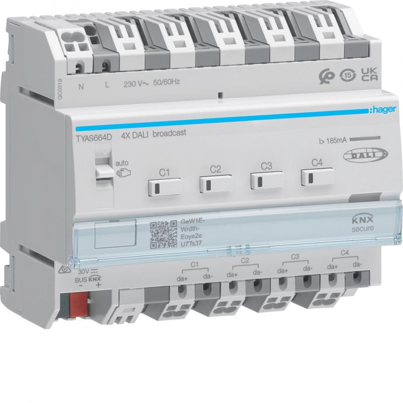 Hager KNX/DALI 2 Aktor 4f, Broadcast, Secure
