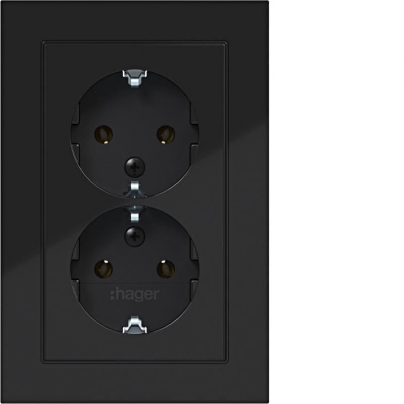 Hager D-STD SCHUKO ADP ho. SK A.1 schwarz gl
