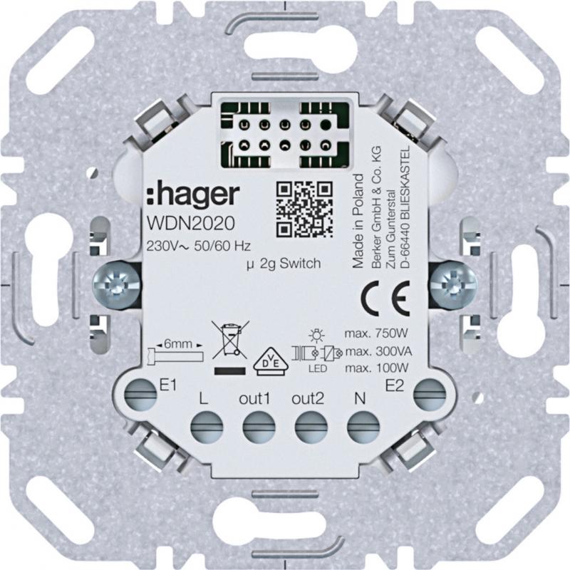 Hager Schalt-Einsatz UP 2f 4 A f. A.x/C.x