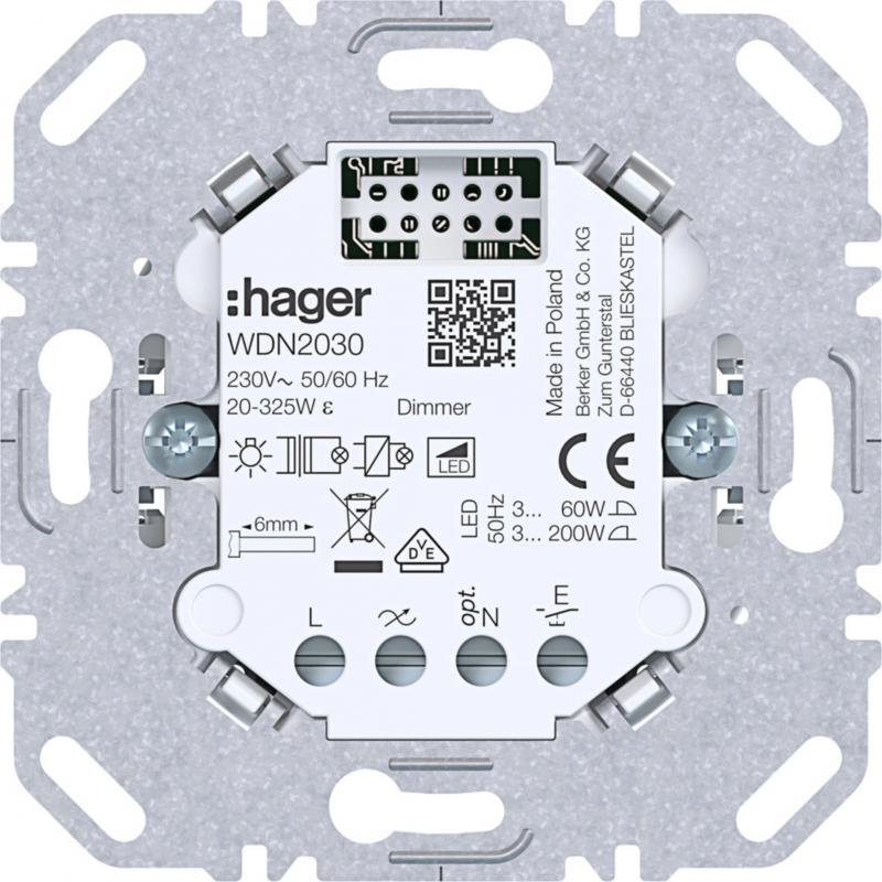 Hager Universal Tastdimmer, Dimmer 1-fach (R,L, C, LED)