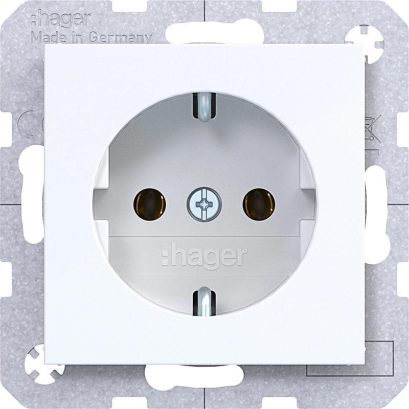 Hager Steckd. SCHUKO Steckkl. Ax/Cx liweiß gl