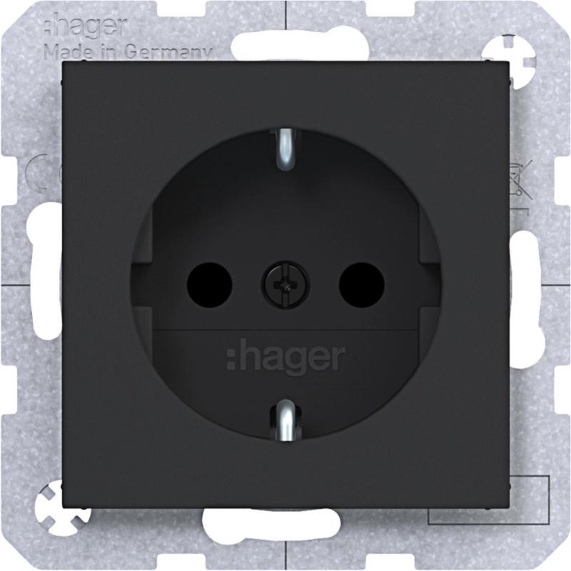 Hager Std. SCHUKO erh. BS SK Ax/Cx schwarz mt
