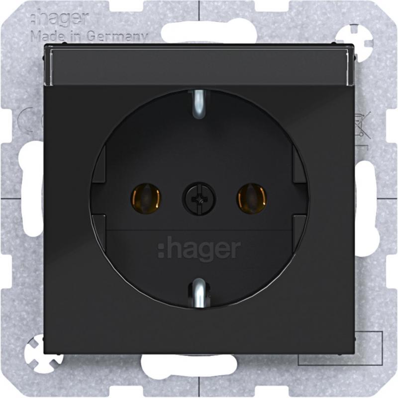 Hager Std. SCHUKO B.feld SK Ax/Cx schwarz gl