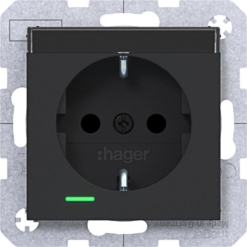 Hager SD SCHUKO LED BF EHBS Ax/Cx schwarz matt