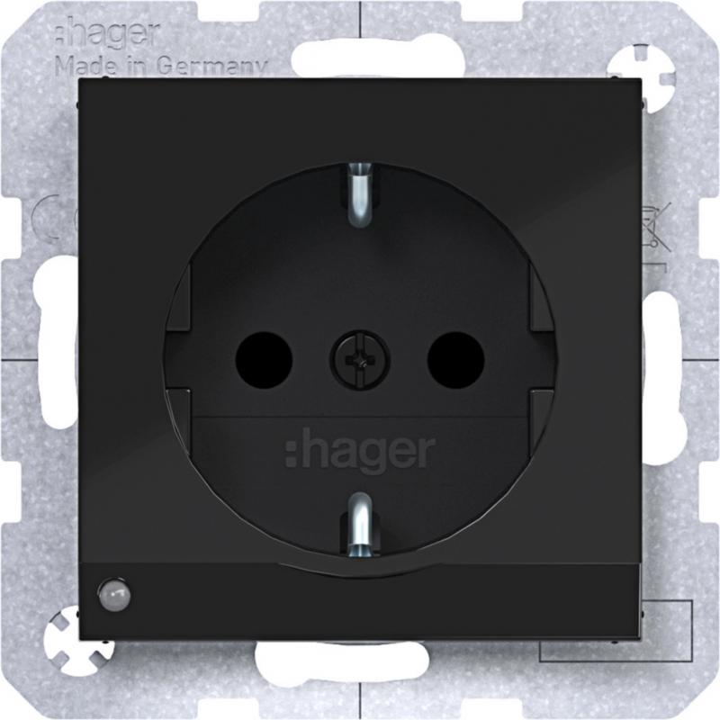 Hager SD SCHUKO O.-Licht EHBS Ax/Cx schwarz gl