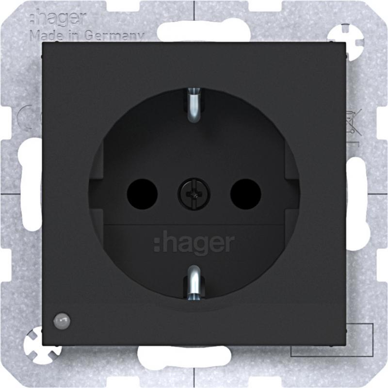 Hager SD SCHUKO O.-Licht EHBS Ax/Cx schwarz mt