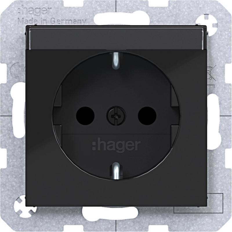 Hager SD SCHUKO BF erh. BS Ax/Cx schwarz gl