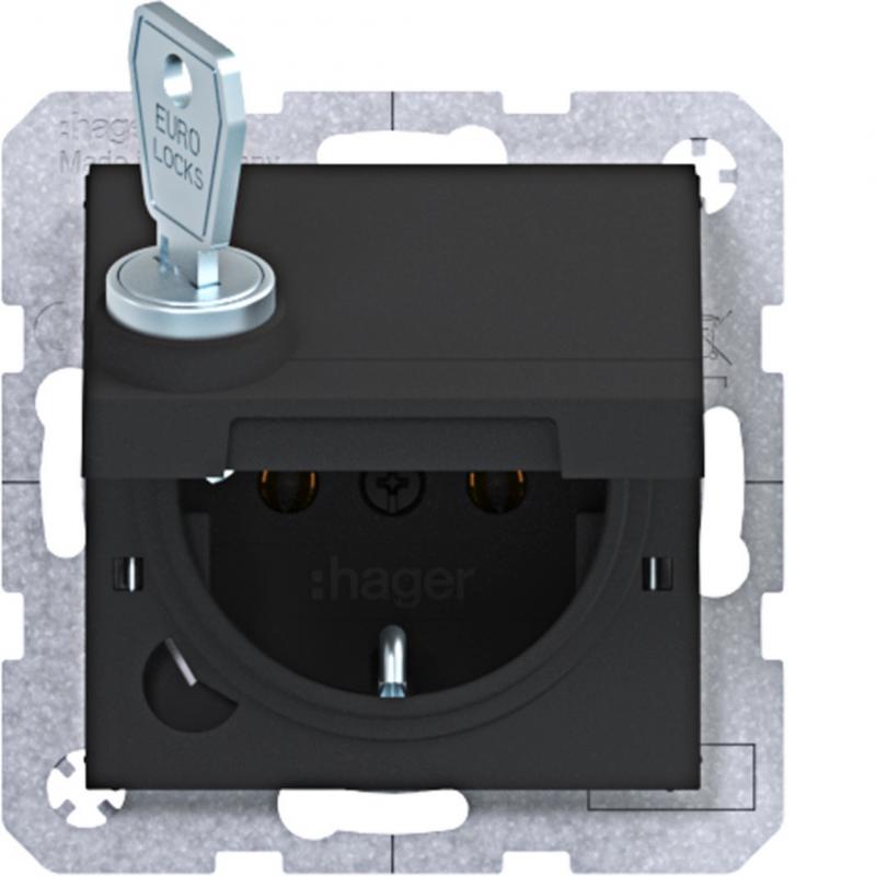 Hager SD SCHUKO KLD Ax/Cx nachtschwarz matt