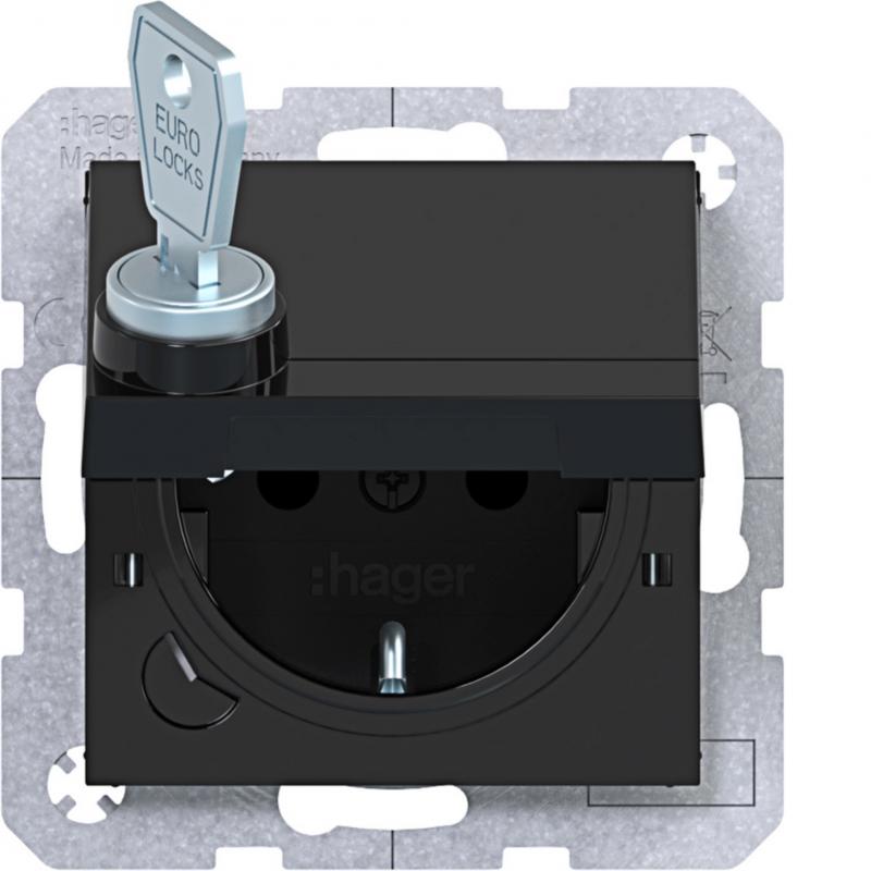 Hager SD SCHUKO KLD EHBS Ax/Cx nachtschwarz gl