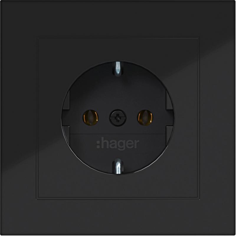 Hager Std. SCHUKO Abd.pl. St.-kl. A.1 sw gl