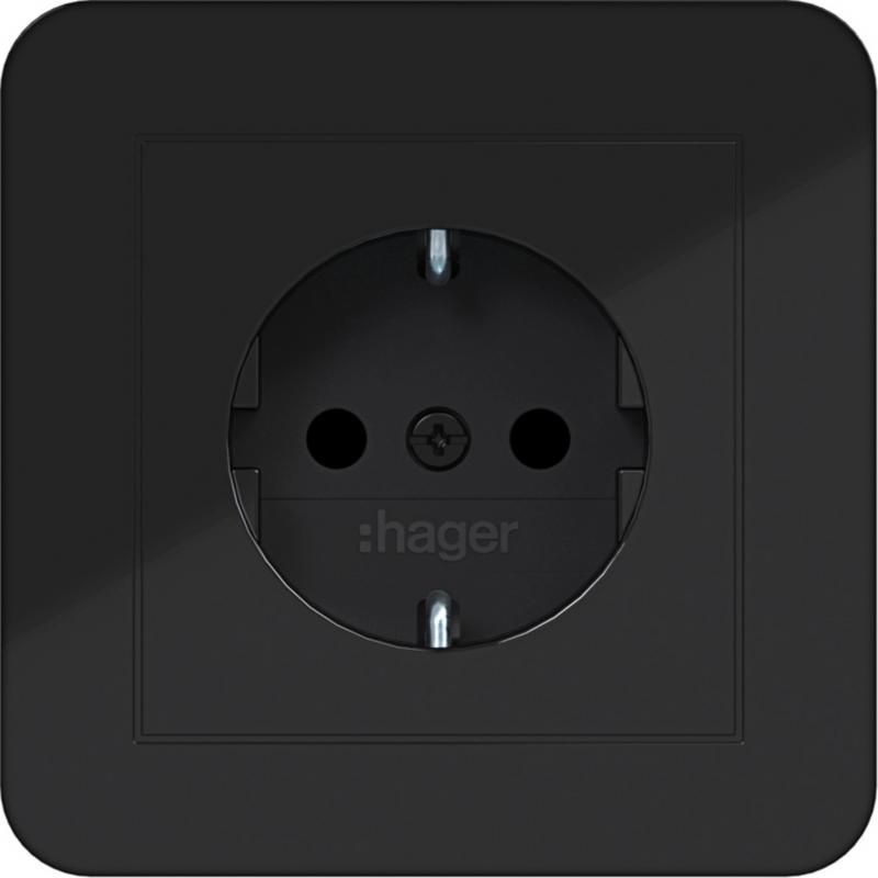Hager Std. SCHUKO ADP erh. BS SK C1 schwarz gl