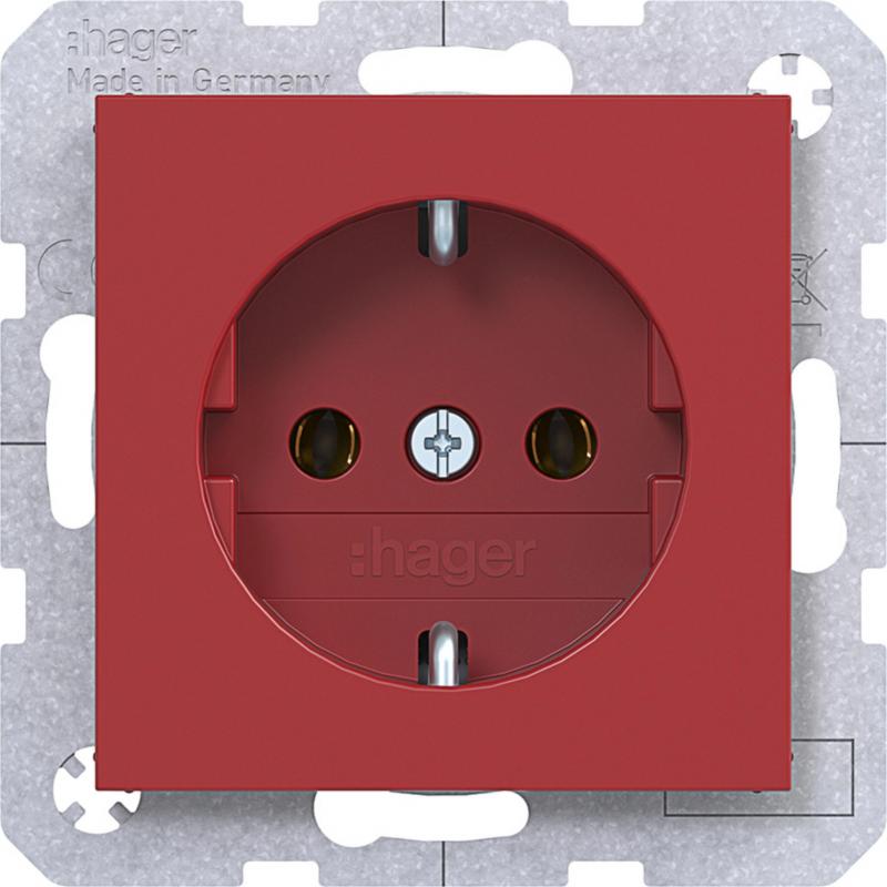 Hager Steckd. SCHUKO Steckkl. Ax/Cx rot glänz
