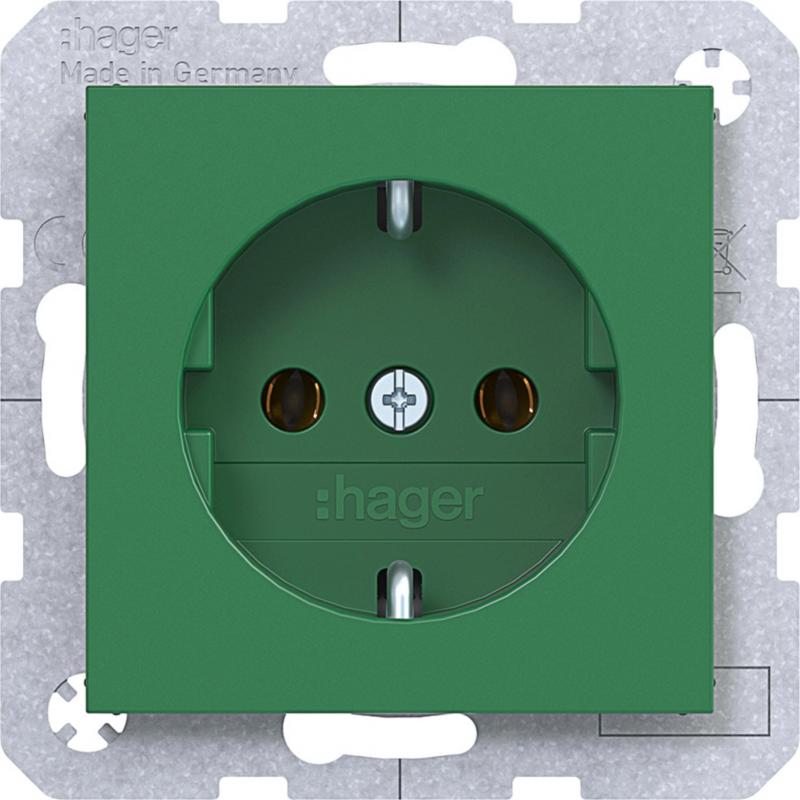 Hager Steckd. SCHUKO Steckkl. Ax/Cx grün gl