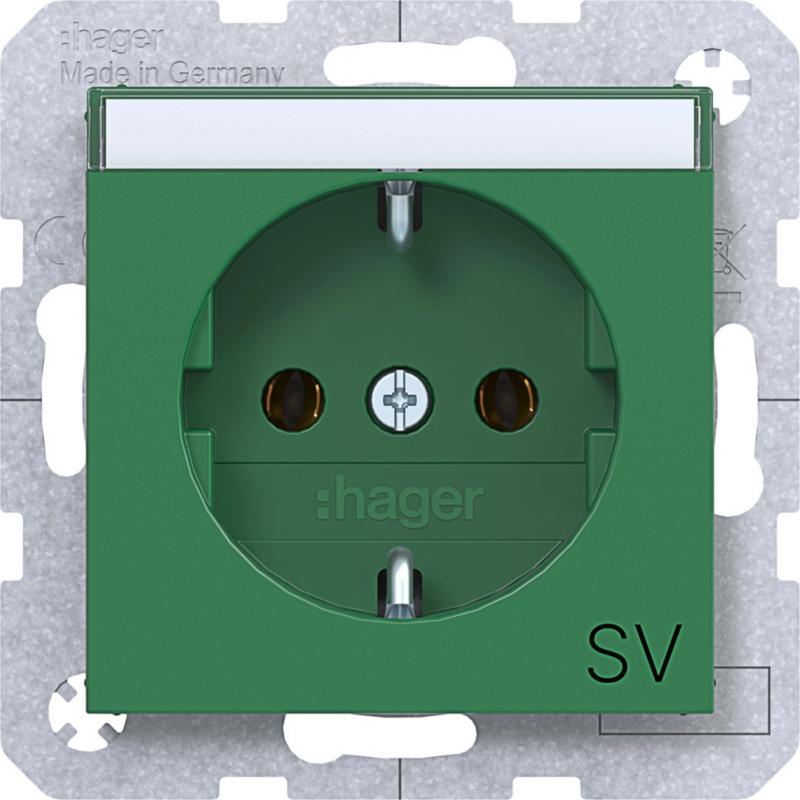 Hager SD SCHUKO Aufdr. "SV" BF Ax/Cx grün gl