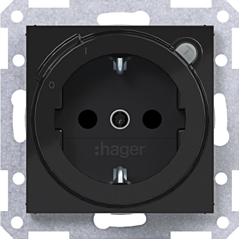 Hager SD SCHUKO FI erh. BS Ax/Cx schwarz gl
