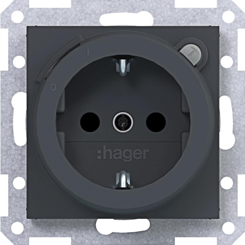 Hager SD SCHUKO FI erh. BS Ax/Cx ant matt lack