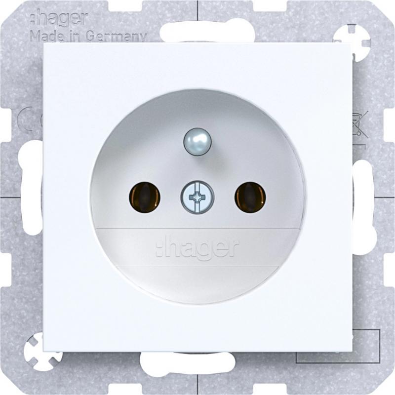 Hager Steckd. m. Schutzk.st. SK Ax/Cx lweiß gl