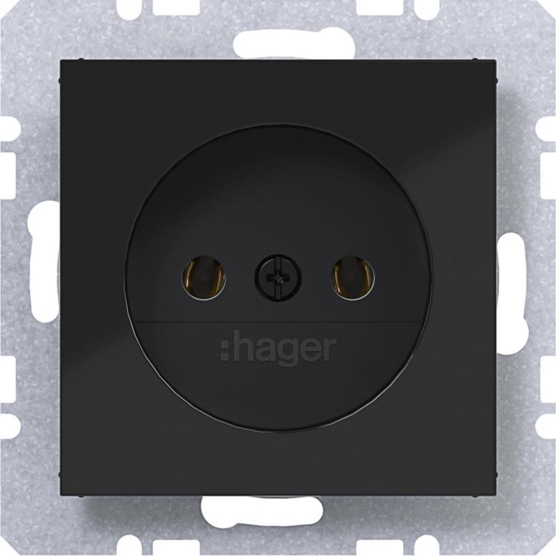 Hager Steckd. o. Schutzk. SK Ax/Cx schwarz gl