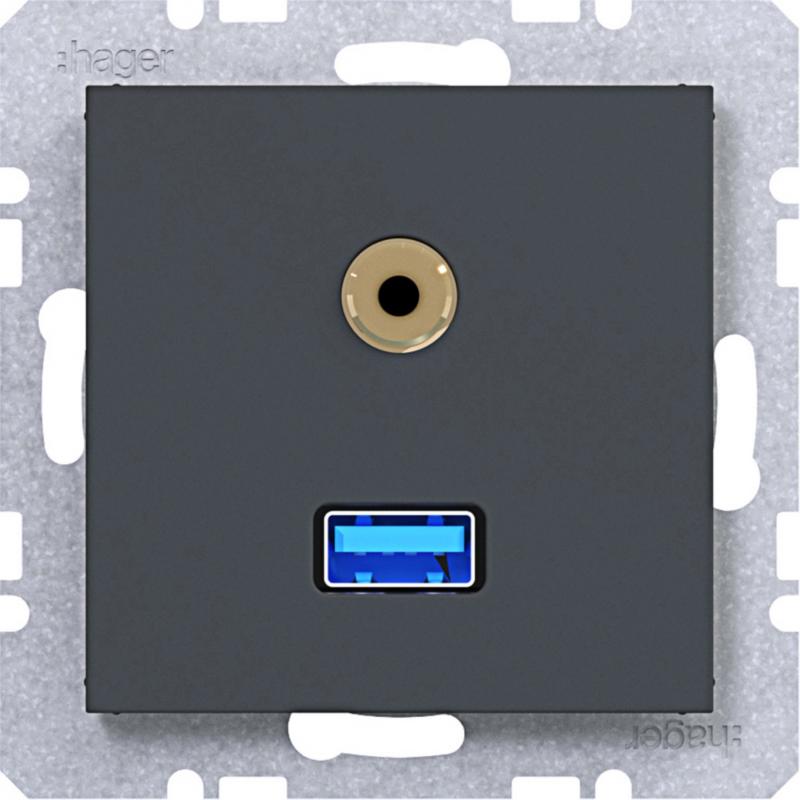 Hager USB/35mm Audio Steckd. Ax/Cx ant mt lack