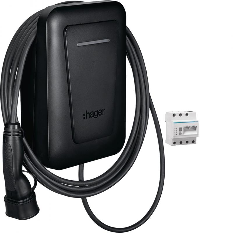 Hager Ladestation witty plus Ladekabel 22kW 6,5m MID, RFID, OCPP, flow Energiema
