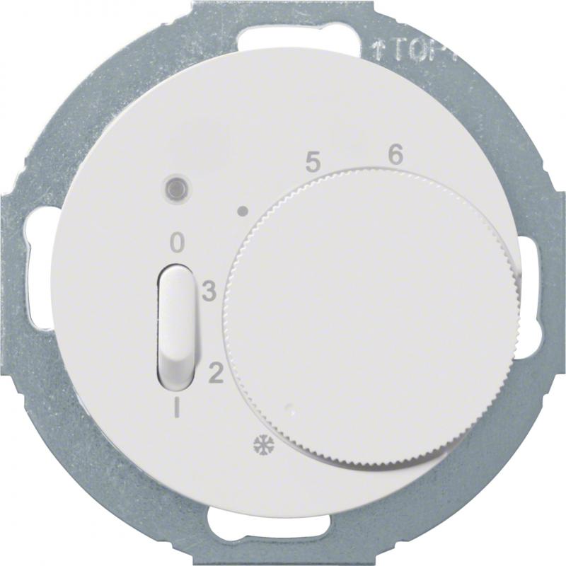 Hager Temperaturregler mit Öffner, Wippschalter und LED R.classic polarweiß, glä