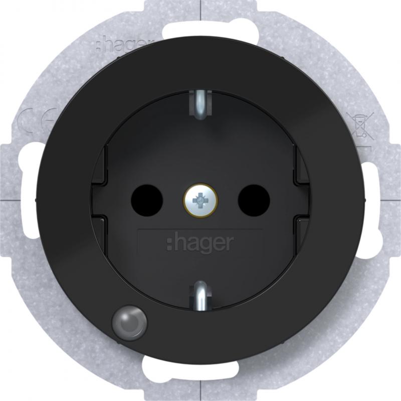 Hager Steckdose SCHUKO LED erh BS R.Cl sw