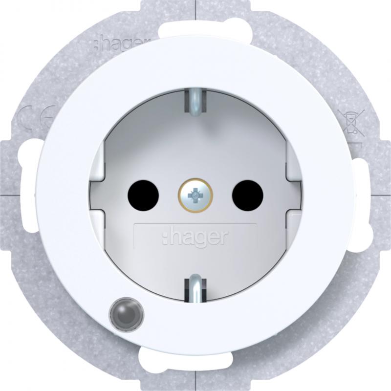 Hager Steckdose SCHUKO LED erh BS R.Cl pw