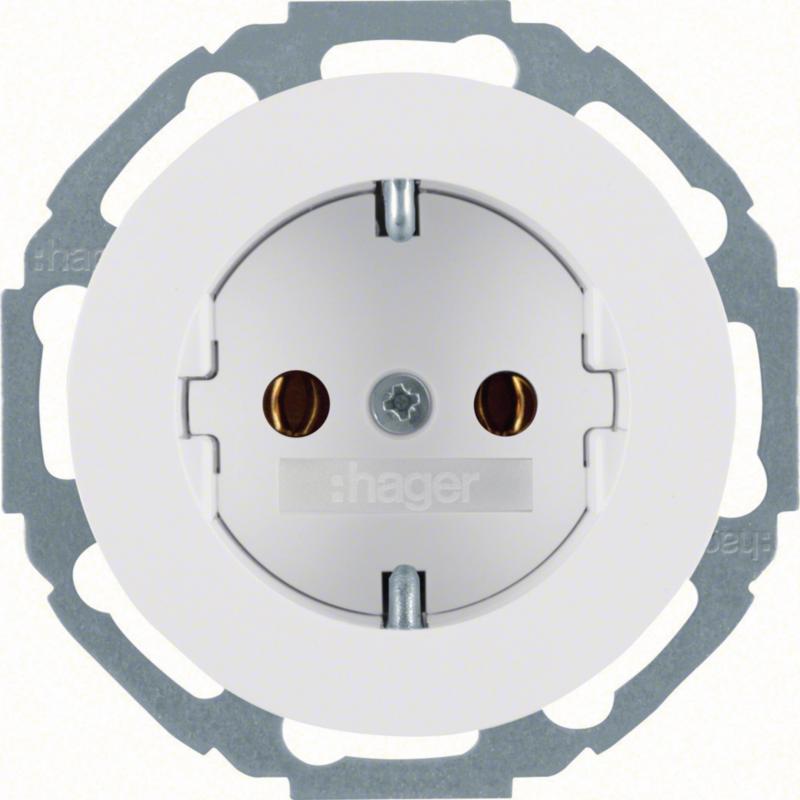 Hager Unterputz Steckdose SCHUKO 1-fach Serie R.Classic polarweiß, glänzend