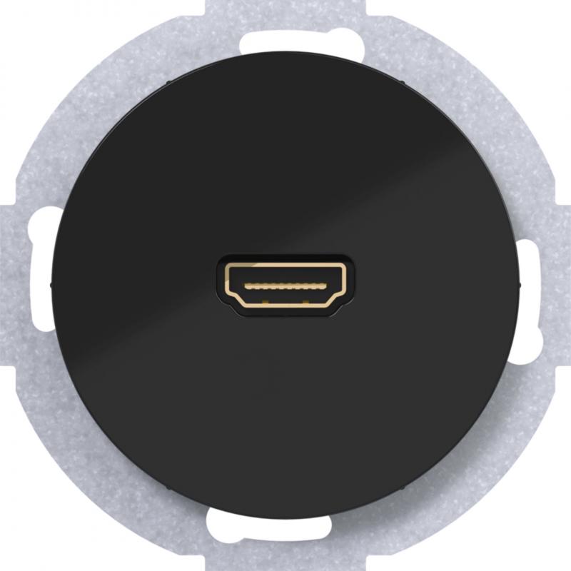 Hager HDMI Steckdose R.Cl schwarz glänzend