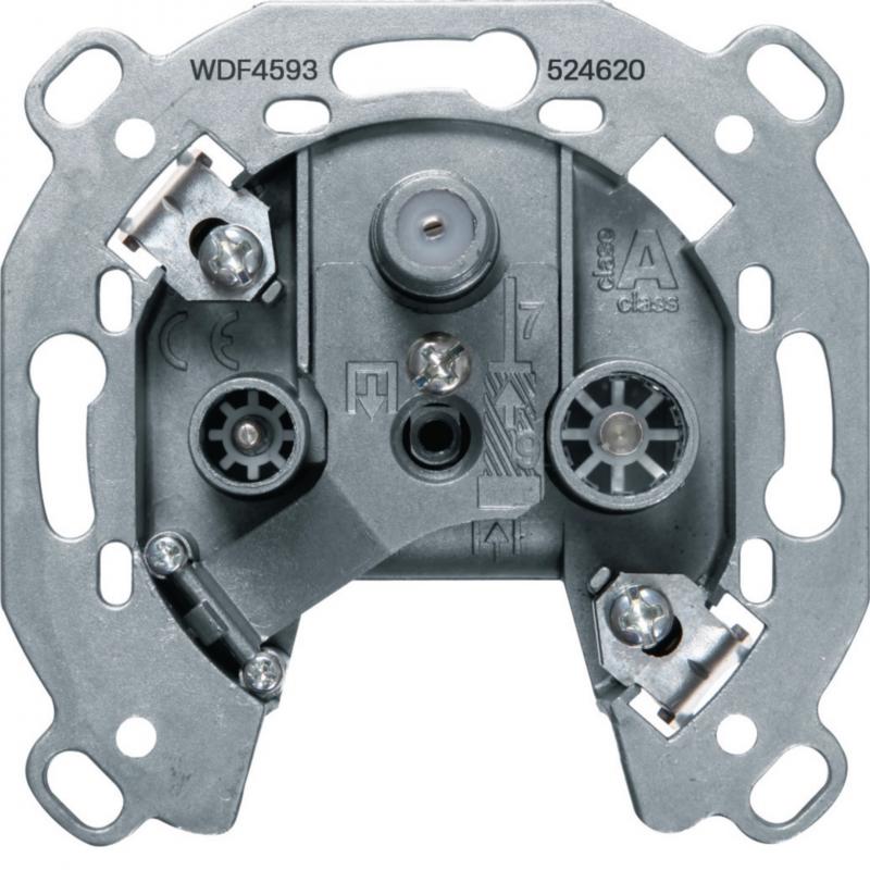 Hager Antennen-Steckdose, Antennendose 3-Loch SAT, TV, FM, Einzeldose