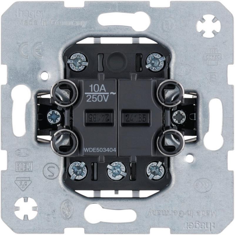 Hager Gruppen-Wippentaster, Unterputz, Modul-Einsätze, 4 Schließer, 10A/250V, IP