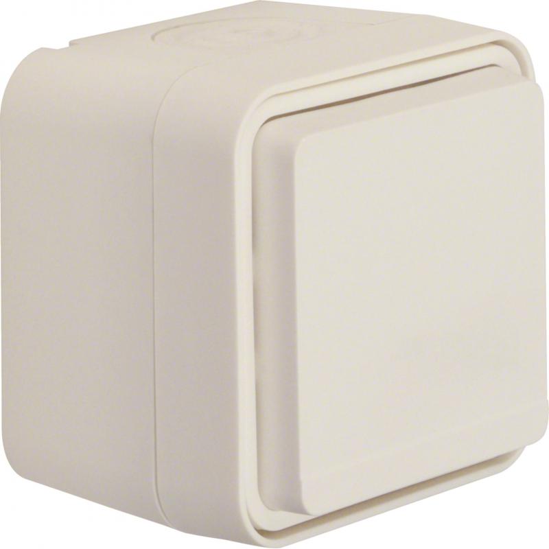 Hager SCHUKO AP Steckdose, Feuchtraumsteckdose 1-fach mit Klappdeckel AP W.1 pol