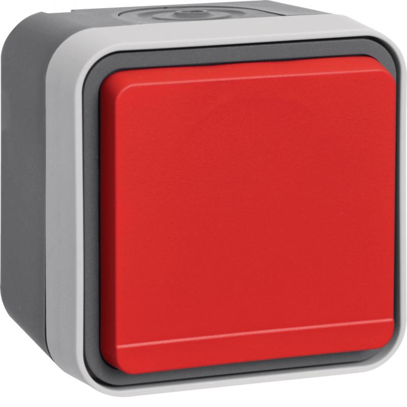 Hager Steckdose SCHUKO Klappd rot W.1 grau