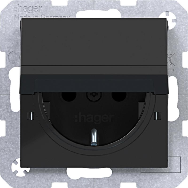 Hager Stkd SCHUKO KLD EHBS A.x/C.x schwarz gl
