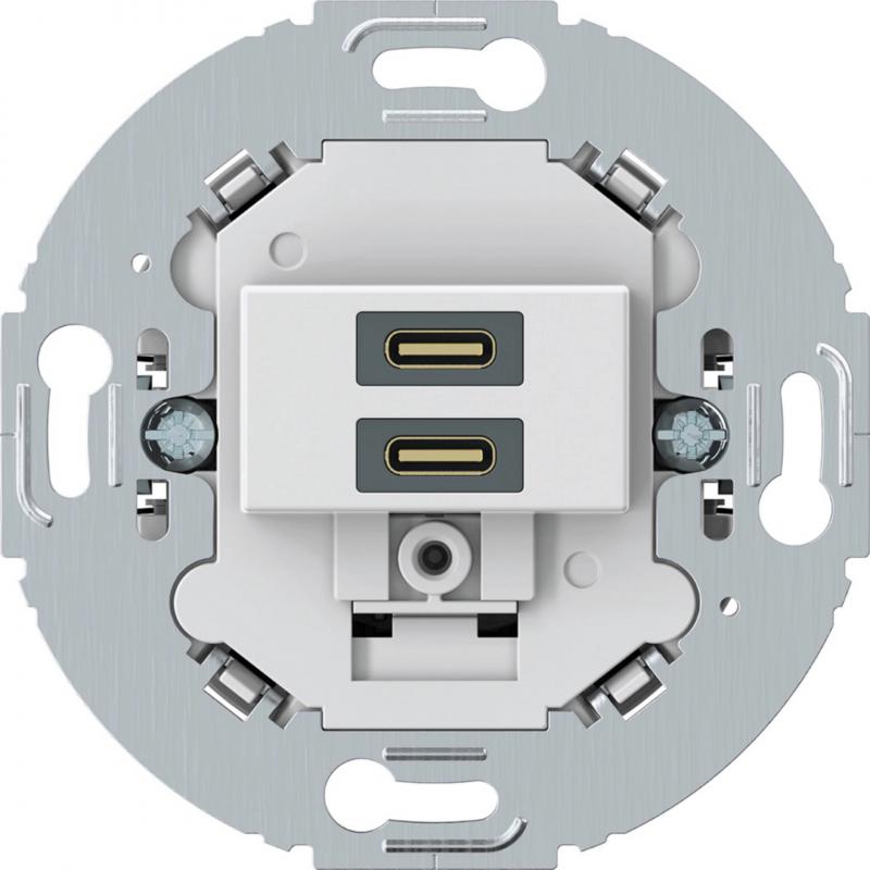Hager USB Unterputz, C+C PD20W, rund, pw matt
