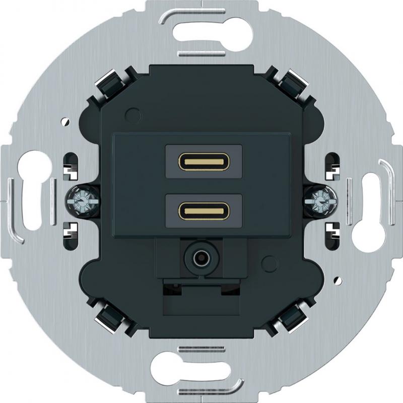 Hager USB Unterputz, C+C PD20W, rund, ant matt