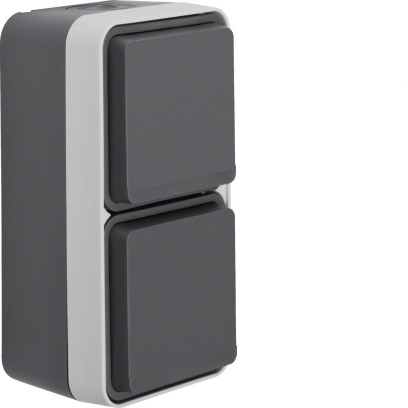 Hager Steckd. SCHUKO 2f senk. Klappd W.1 grau
