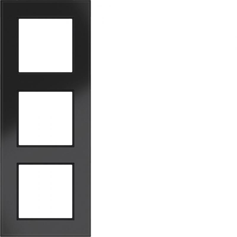 Hager Rahmen 3fach A.8 Glas schwarz glänzend