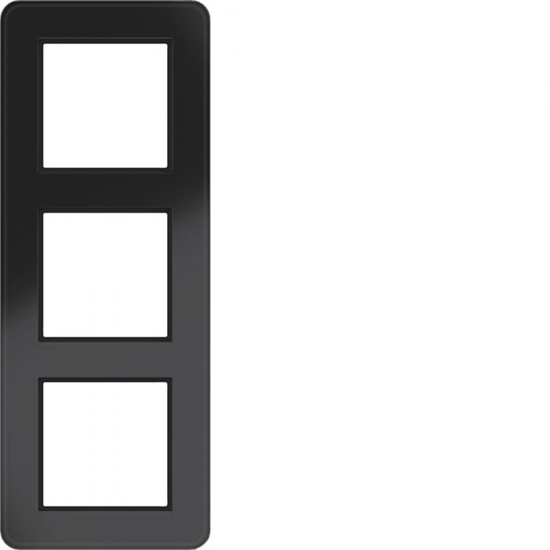 Hager Rahmen 3fach C.8 Glas schwarz glänzend