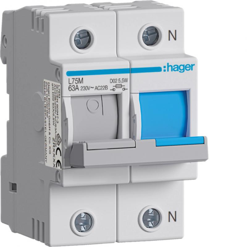 Hager Lasttrennschalter D02, 1P+N 63A