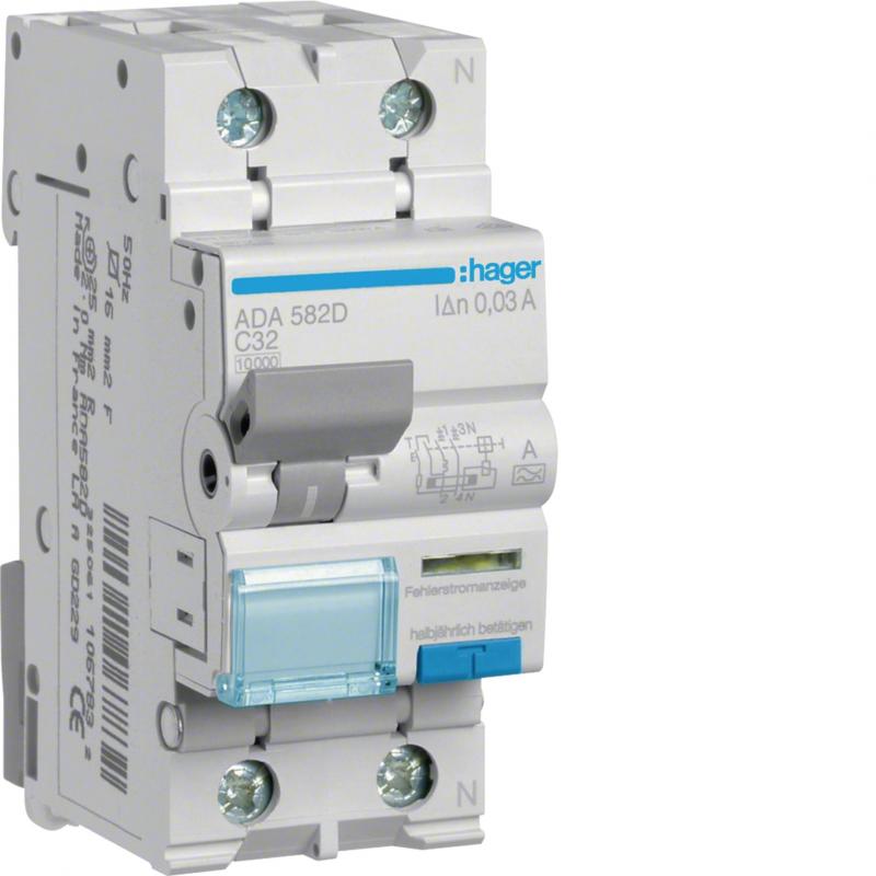 Hager FI-LS 1P+N 10kA C-32A 30mA Typ A