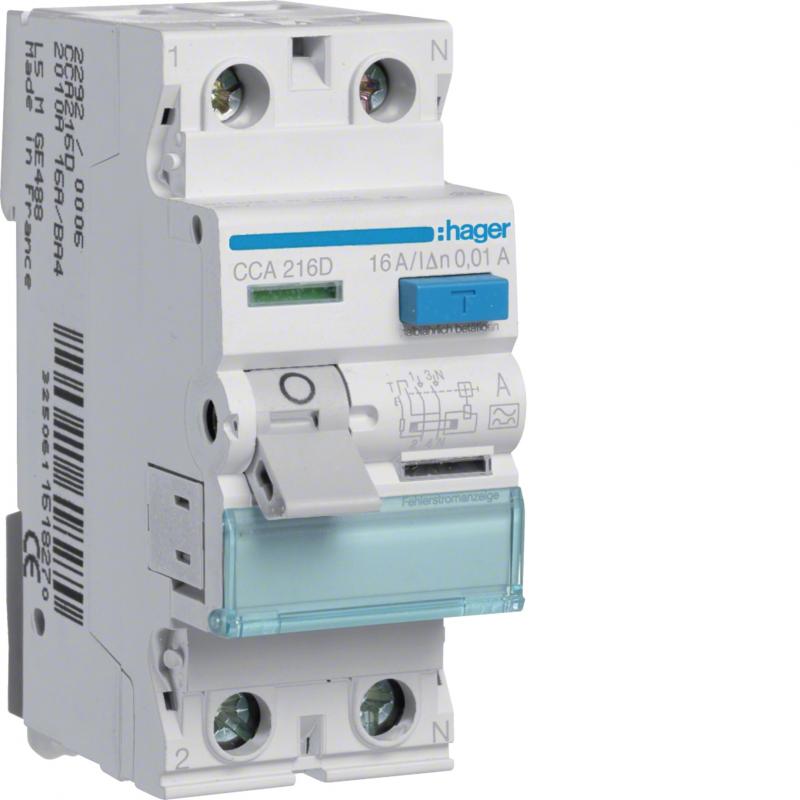 Hager FI-Schalter 2P 6kA 16A 10mA Typ A
