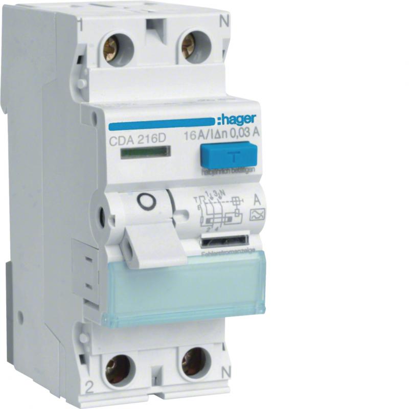 Hager FI-Schalter 2P 6kA 16A 30mA Typ A