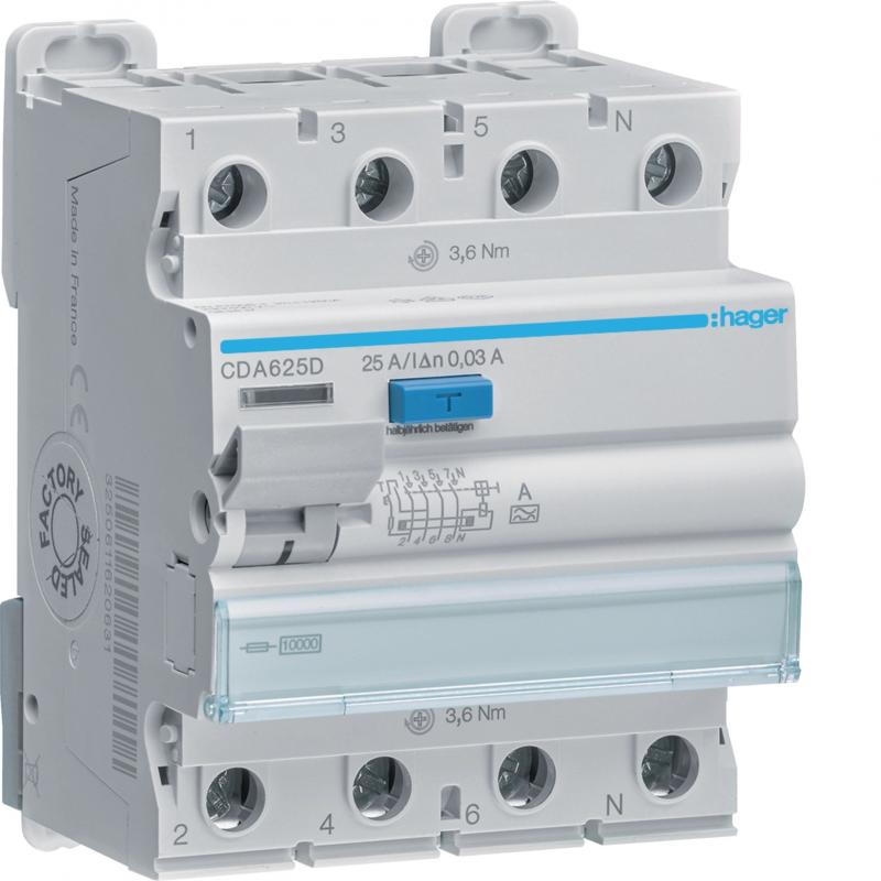 Hager FI-Schalter 4P 10kA 25A 30mA Typ A