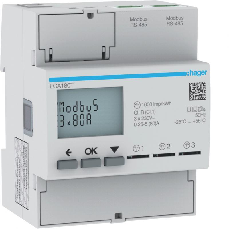 Hager Energiezähler 1ph,direkt 3x 80A, AGARDIO