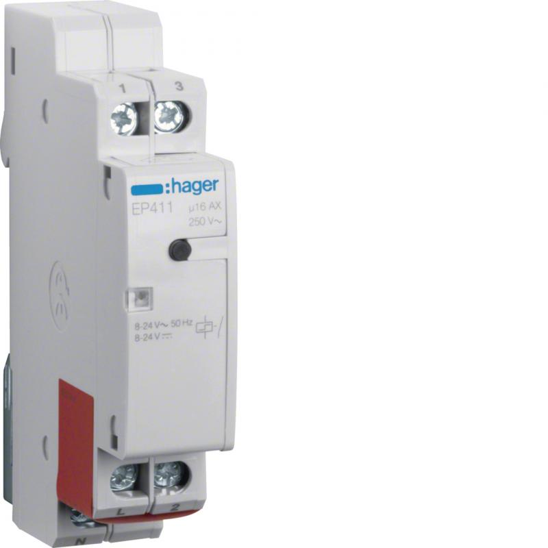 Hager Elek. Fernschalter 1S 8 bis 24V AC/DC
