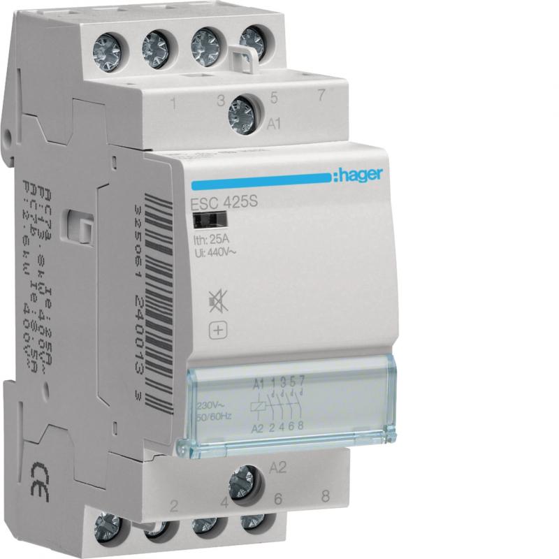 Hager Brummfreies Schütz / Schaltschütz, Reiheneinbau, 25A, 4S, 230V AC